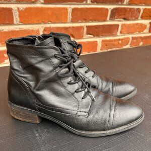 Comfortiva Black Leather Lace-up Ankle Boots Women's Size 8